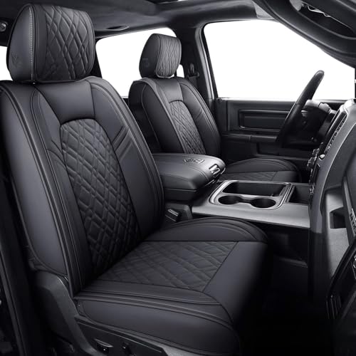 Image of Aierxuan Car Seat Covers for Dodge Ram with Waterproof Leather (Black)