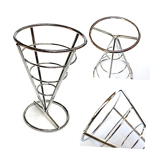 SOLUSTRE Fries Stand Holder with Sauce Dipper Cone Basket Design for French Fry Chips for Home Kitchen Parties Restaurants Construction