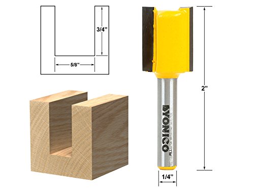 Yonico 14159q - Straight Router Bit, Cutting Diameter: 5/8", Cutting Height: 3/4" - 1/4" Shank, 5/8" x 3/4"