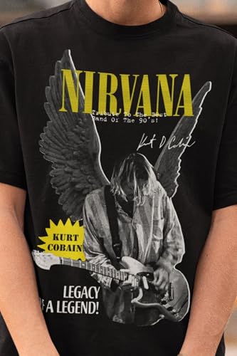 Image of CAPTCHA Men's Oversized Tshirt in Black - Nirvana Wings