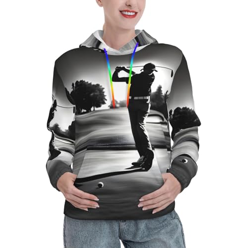 Sweat à capuche golf pour femme EdWal noir et blanc avec poche kangourou