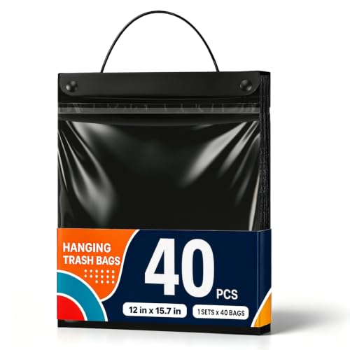 Image of 40 Count Hanging Car Trash Bags, Disposable Leak-proof Garbage Can for Car