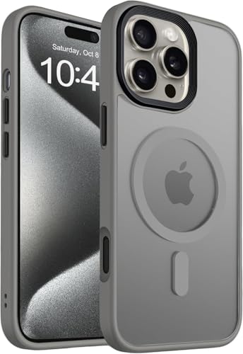 Image of Elzzi Magnetic Guard Designed for iPhone 16 Pro Max Case Translucent Matte Hard PC + TPU Back Cover [Compatible with MagSafe] Anti-Scratch Shockproof Phone Case (6.9 Inch, Natural Titanium)