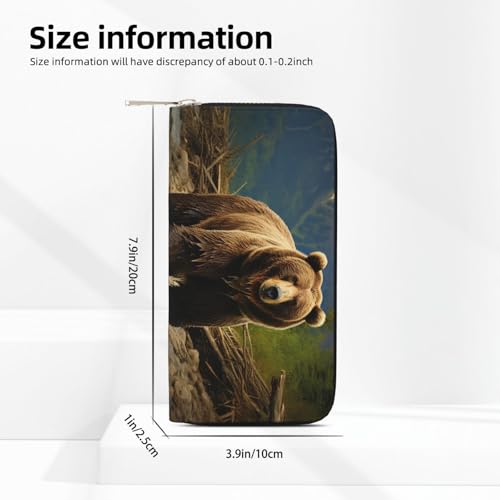 Pu Leather Wallet For Women Girl, Zip Around Credit Card Holder Brown Bear Long Wallet Clutch Purse Waterproof Travel Handbag3