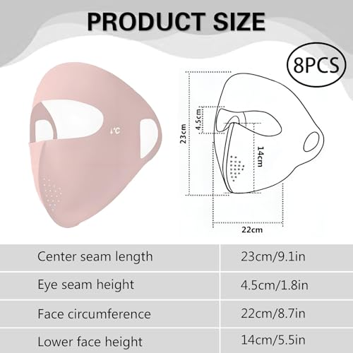 Image of 8 PcsFull Face Mask for Women, Face Cover for Bike Riding, Protective Face Mask for Outdoor Activities, Summer Sun Protection