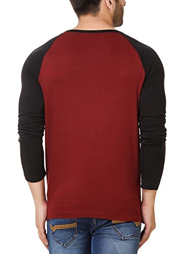 Image of Urbano Fashion Men's Maroon Full Sleeve Henley T-Shirt