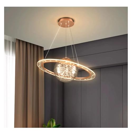 Chandelier LED suspendu or rose CFWSHJ, lustre de plafond rond pour salle à manger