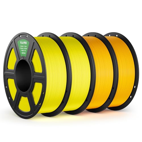 Image of PLA PRO Filament 1.75mm, Stronger Toughness 3D Printer Filament 4KG, PLA Filament Dimensional Accuracy + /- 0.02 mm, Neatly Wound, Fits Most FDM 3D Printer, Yellow and Sunflower Yellow