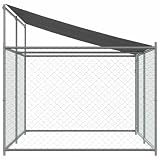 vidaXL Hundezwinger mit Dach und Tür Grau 4x2x2 m Verzinkter Stahl