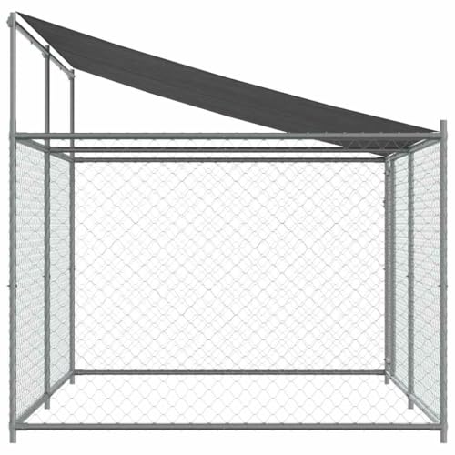 vidaXL Hundezwinger mit Dach und Tür Grau 4x2x2 m Verzinkter Stahl