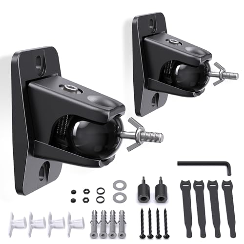Image of Surround Sound Rear Speaker Wall Mount, Ceiling Mount Bracket for Universal Satellite, fits Thread Hole with 1 /4 inch- 20, 5mm & 4mm Thread, Works with Roku, Samsung q990D, Holds up to 11 lbs