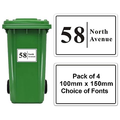 Custom Wheelie Bin Number Stickers Pack of 4 Cover