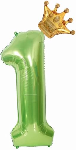 Miniatura 6 de Globo verde de 40 pulgadas con corona número 8, globo gigante de papel de aluminio con el número 8, globos de decoración de cumpleaños de la selva,