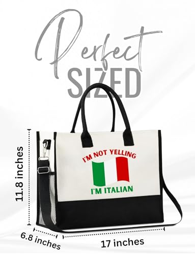 Bolso tote temático italiano con cierre y correa miniatura 4