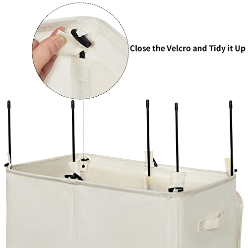 Image of WOWLIVE 140L Double Laundry Hamper with Lid and Removable Laundry Bags, Large Dirty Clothes Hamper 2 section Collapsible Laundry Basket Dorm Room Storage for Bedroom, Bathroom, College,Beige