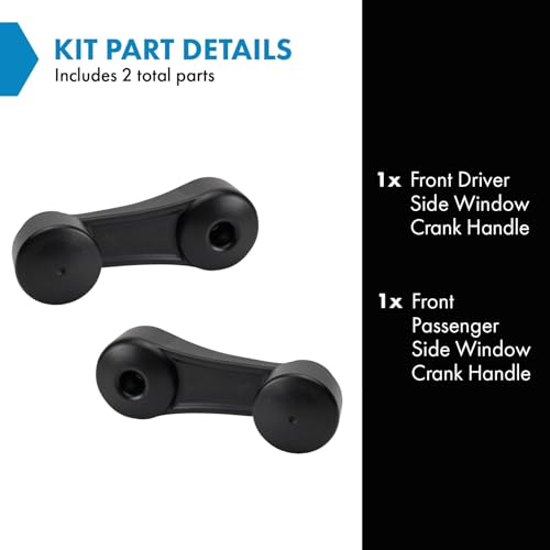 Image of TRQ Front Window Crank Handle Set Black Compatible with 2005-2007 Kenworth T300 2005-2006 T600A