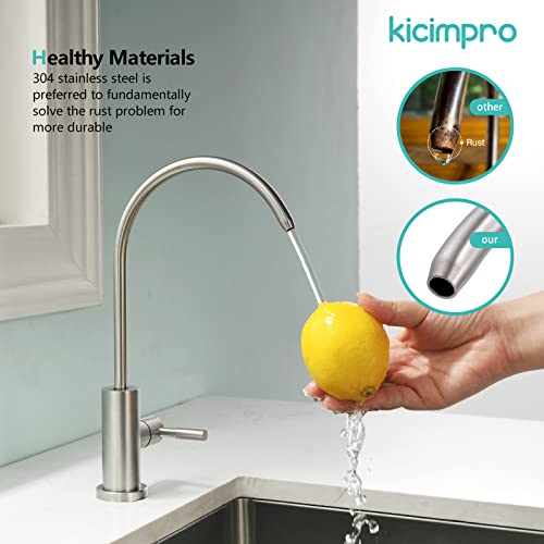 Water Filter Faucet, Kicimpro Drinking Water Faucet Fits Most Reverse Osmosis And Water Filtration System For Kitchen Bar Sink In Non-Air Gap Sus304 Stainless Steel Modern Brushed Nickel Lead-Free #TOP5