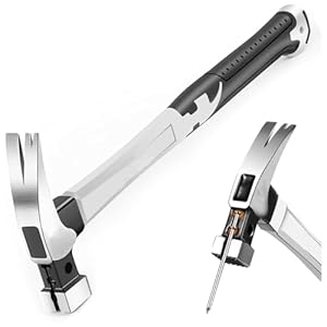 Claw Hammer with Magnetic Nail Holder, Square Head Framing Hammer with Anti-Slip Handle, Roofing Hammers for Carpentry Woodworking, Home Improvement, Emergency