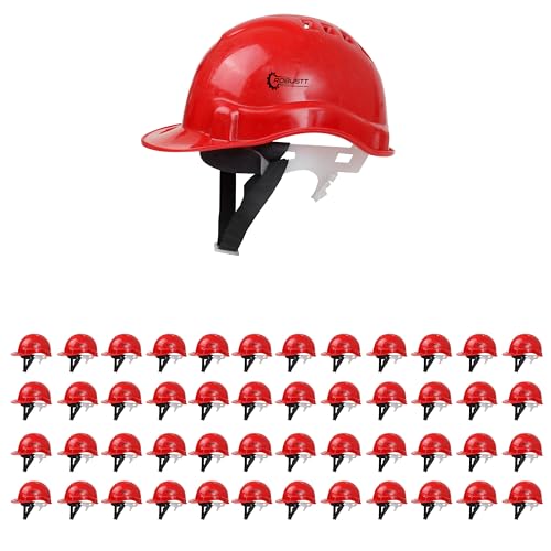 Image of Robustt Safety Helmet - Red (Pack of 50) | Adjustable Headband | Heavy Duty Material | As Per ISI Safety Standard | Non Irritant and Soft Fabric | Lightweight and Durable