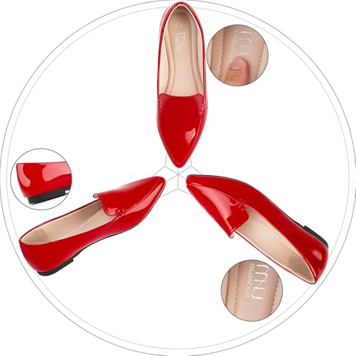 Image of MUSSHOE Pointed Toe Flats for Women, Comfortable Business Casual Work Shoes, Slip On Loafers with Arch Support, Office Walking Flats for All Day Standing
