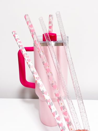 Pitillos reusables de plástico rosa extra largos 4 unidades miniatura 1