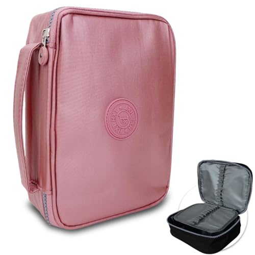 Genérico Bolsa Escolar Case Caixa Nylon Tactel Rosa Metalizado Zíper 100 Lápis 25 Elásticos