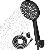 🚿 MATERIAL DE CALIDAD 🚿 Nuestra alcachofa de ducha con manguera está fabricada en ABS de alta calidad y una exquisita superficie negra que la hace liviana, duradera, resistente a la oxidación, a la decoloración, sin plomo y sin toxicidad, lo que garantiza una segura y cómoda ducha. Nuestro telefono ducha tiene un mango de agarre ergonómico y boquillas antiobstrucción que previenen la acumulación de cal. Con nuestro cabezal ducha tendrá más presión de agua y además mas ahorro de agua.