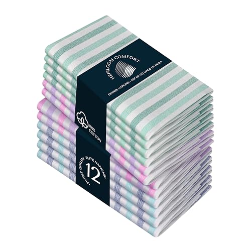 Servilletas de Tela a Rayas Pack de 12 18x18 Pulgadas Algodón miniatura 1