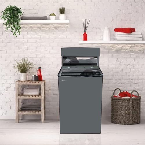 Image of Zerfa Waterproof, Dust-Proof, Sun-Proof Top Load Fully Automatic Washing Machine Cover Fit and Suitable for All Brands Universal Cover - Grey (Dimensions: 59 x 59 x 86 cm)