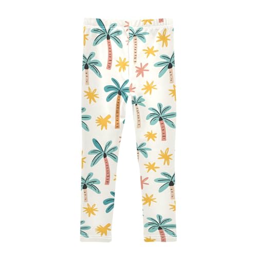 Cute Palm Tree Flower Girls Leggings Soft Stretch Workout Yoga Dance Pants for Kids Casual Tights2