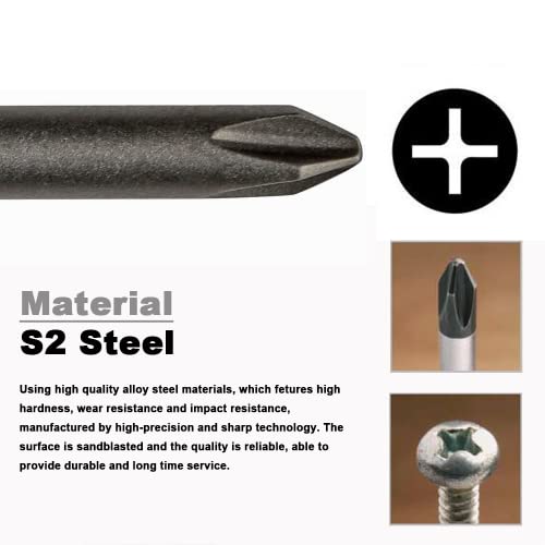 Vesttio Phillips Cross Slot Ph2#2 Long Screwdriver Bit Set 10Pcs 1/4 Inch Hex Shank 4 Inch/100 Mm Length S2 Steel With Magnetic For Power Screwdriver Drill Impact Driver #TOP4
