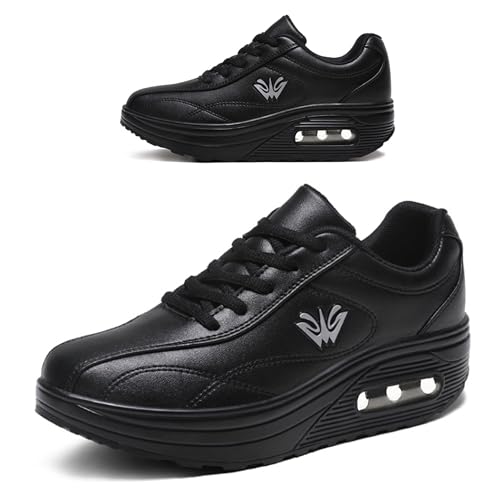 RUIDENG Platform Sneakers for Women Air Cushion | Walking Shoes Women Comfortable All Day | Thick Rocker Bottom