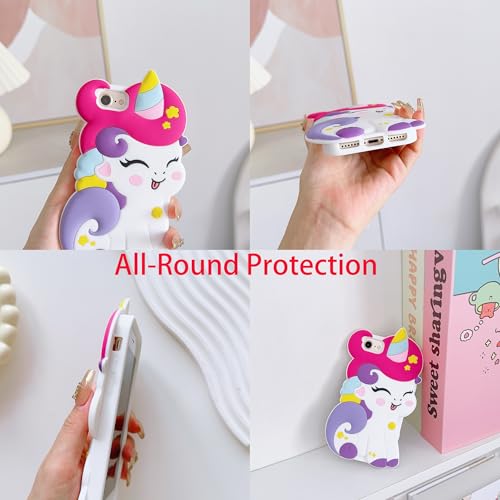 3D Cute Unicorn Case for iPod Touch 7th/6th/5th,Cartoon Kawaii Fashion Character Unicorn Horse Shape Kids Girls Women Soft Silicone Case for iPod Touch 7th/6th/5th Generation