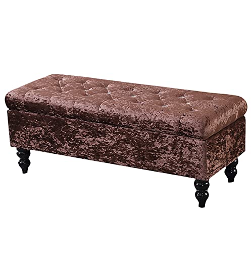 Reposapiés, baúl Acolchado con Tapa, Banco para Zapatos con Tapa elevable para Sala de Estar, Banco de Almacenamiento tapizado en Terciopelo, otomana Rectangular de Felpa con Patas de Madera