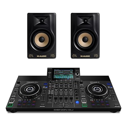 Image of Denon DJ SC Live 4 DJ Controller and M-AUDIO Forty Sixty Pair Studio Monitors for Studio Recording, Music Production, Podcasting, Streaming