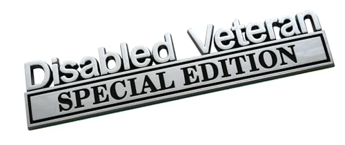 Image of 2pcs Disabled Veteran Special Edition Emblem Car Decal, Warrior Soldier 3D Sticker, Disabled Veteran Special Edition Letters Car Badges, Accessories (Chrome Black)