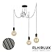 Produktbild Pendelleuchte schwarz metall 3 flammig DIY E27 mit Textilkabel höhenverstellbar Deckenleuchte Vintage Lampe Retro elegantes Design für Ihre Wohnung. (Grau, 3 x 3 Meter)