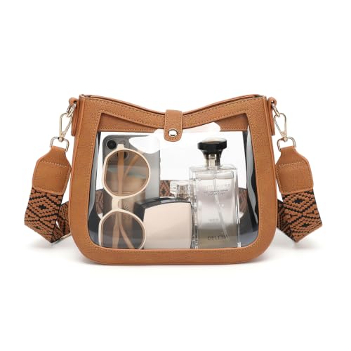 Image of LOXOMU Clear Crossbody Bags Stadium Approved, Clear Purses with Guitar Strap Clear bag for Stadium Events, Concerts