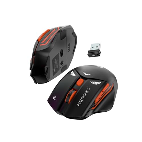 Portronics Vader Pro Wireless Gaming Mouse with 2.4 GHz Receiver, 6 Buttons, Thumb Support, High-Precision Tracking, Ergonomic Comfort, Adjustable Optical DPI for Laptop, PC, Mac (Midnight Black) view 2