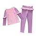Hansber Kids Girls 2 Pieces Long-Sleeve and Long-Pant Full Coverage Swimsuit Ruffle Trim Design Top and Pants Set Pink 4-5 Years