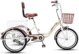 GRDDBZA Tricycle pour adultes, 3 roues pour adultes, tricycle à 3 roues, 3 roues, pour personnes âgées, 50,8 cm, réglable avec système de double frein et achat de charge