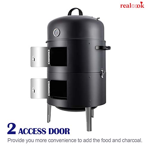 Realcook 7424749544596 Vertical 17 Inch Steel Charcoal Smoker thumb #7