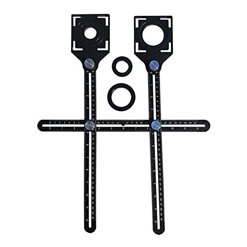 YakeHome Regla de medición de ángulos Universal,Localizador de Orificios de múltiples Tejas Herramienta Universal Ajustable Regla de medición de ángulo de Orificio Fijo de Vidrio de Pared