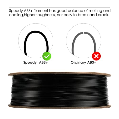 Image of eSUN High Speed ABS+ Filament 1.75mm, Excellent Layer Adhesion 3D Printer Filament Speedy ABS Plus for Fast Printing, 1KG Spool (2.2 LBS) 3D Printing Filament for 3D Printers, Black