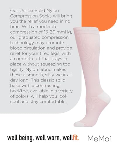 Image of MeMoi Wellfit Unisex Solid Nylon 15-20mmHg Graduated Compression Socks