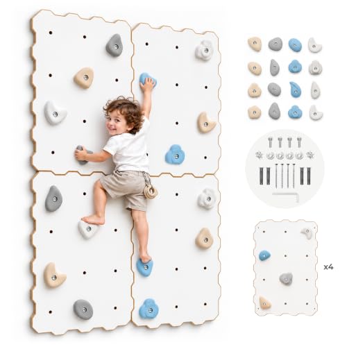 MAMOI® Kletterwand für kinderzimmer, Klettergerüst Indoor, Klettern mit Klettergriffe für Kinder, Klettersteine, Kletterturm mit Griffe, Klettergriffe, Montagesatz