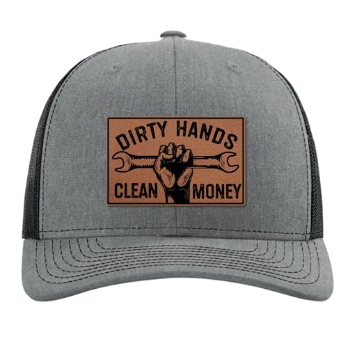 Dirty Hands Clean Money Hat - Blue Collar Gifts for Men - Blue Collar Hats - Plumber Lineman Welder Funny Mechanic Gifts for Men - Richardson 112 Trucker Hat