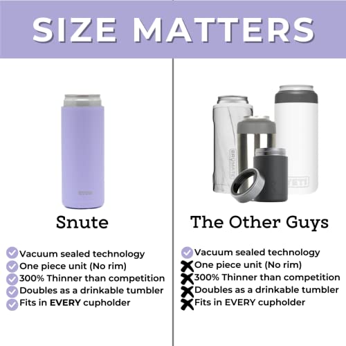 Snute 2-in-1 Slim Can Cooler & Tumbler | Stainless Steel Insulated Can Cooler for Hard Seltzer, Beer, Soda, and Energy Drinks | 12oz Slim Can Cooler Insulated (Lavender)