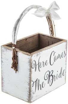 Here Comes The Bride Wood Basket Wedding Keepsake Gift