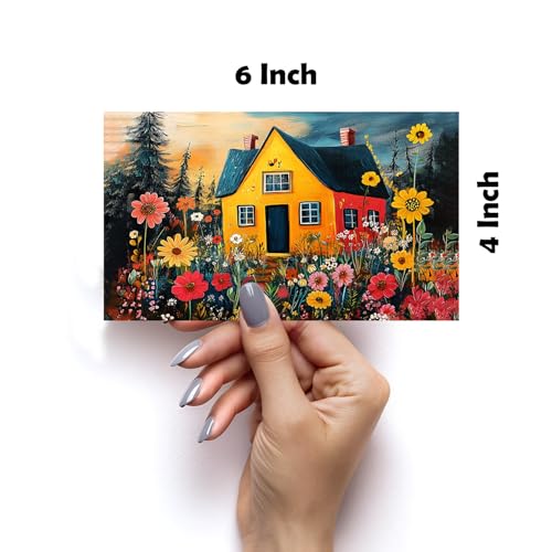 Image of SiddArtify Watercolor Landscape Wall Art Prints Set - Colorful House Poster Decor for Living Room Bedroom Office - Set of 2-4x6 Inch - Board (Pack of 6) - Sticker (Pack of 6)